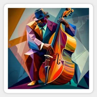 Abstract Art - a man playing cello, JAZZ man Sticker